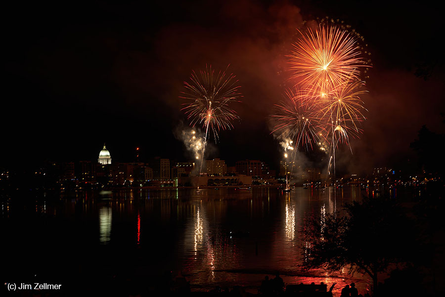Lake Monona, Capitol, Monona Terrace Madison, WI by Jim Zellmer June 2015 Fireworks Shake the Lake