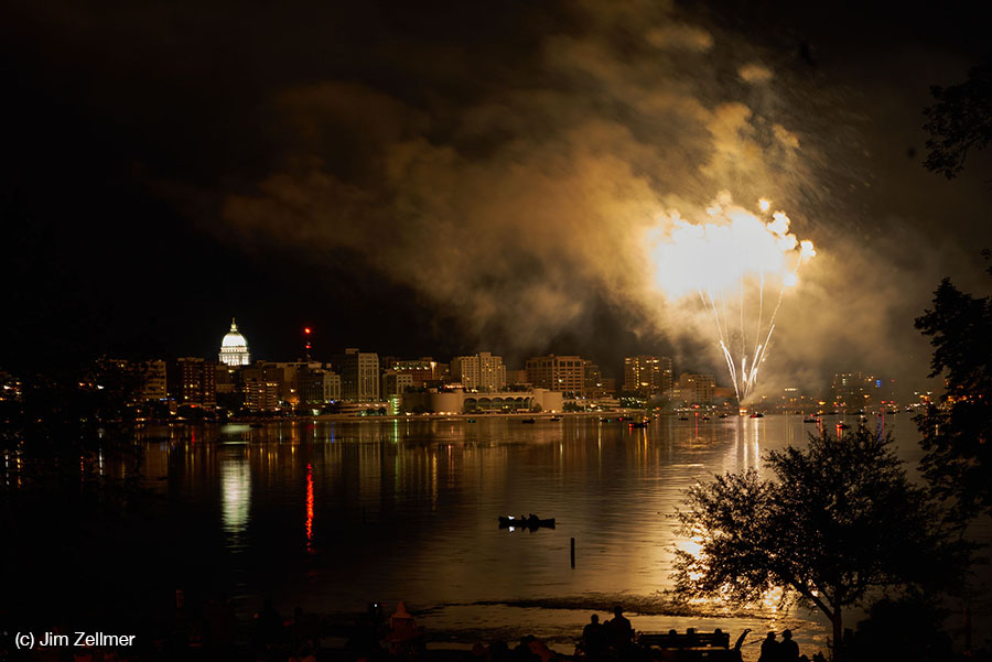 Lake Monona, Capitol, Monona Terrace Madison, WI by Jim Zellmer June 2015 Fireworks Shake the Lake